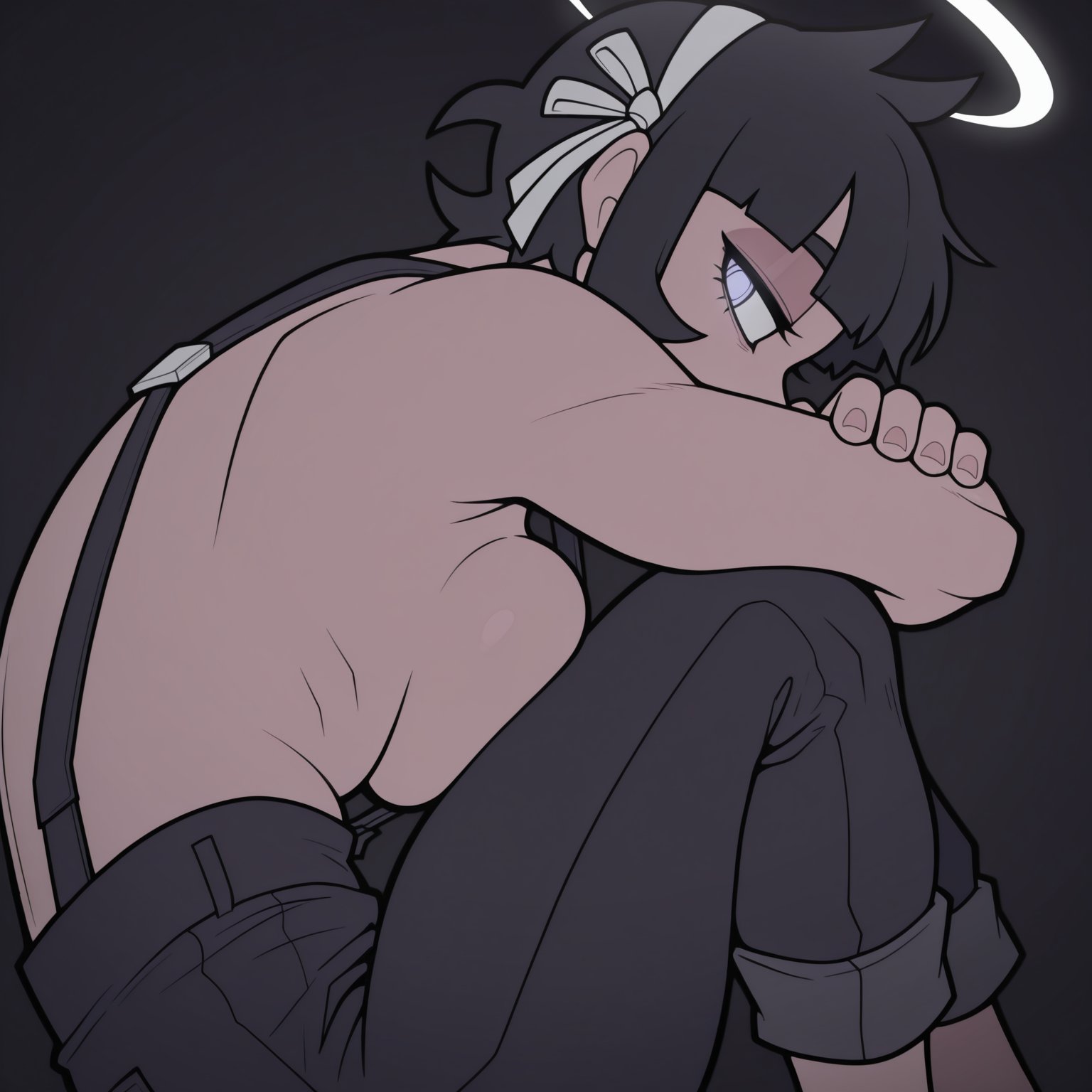 azazel \(helltaker\),  sitting,  knees to chest by user_874754251056777575 on Tensor.Art