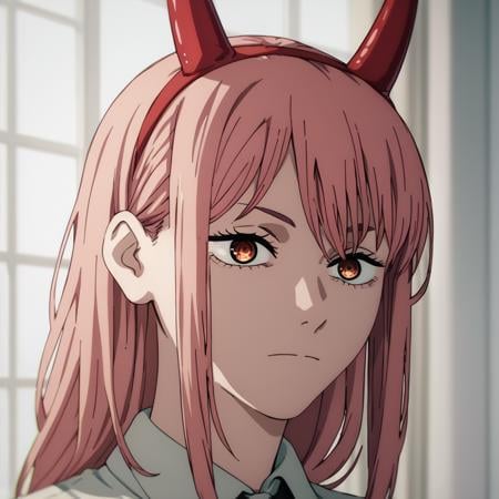 score_9, score_8_up, score_7_up, score_6_up, score_5_up, score_4_up, source_anime, BREAK <lora:chainsaw_man_pony:0.8>,chainsaw_man,1girl,solo,portrait,pink hair,fake horns