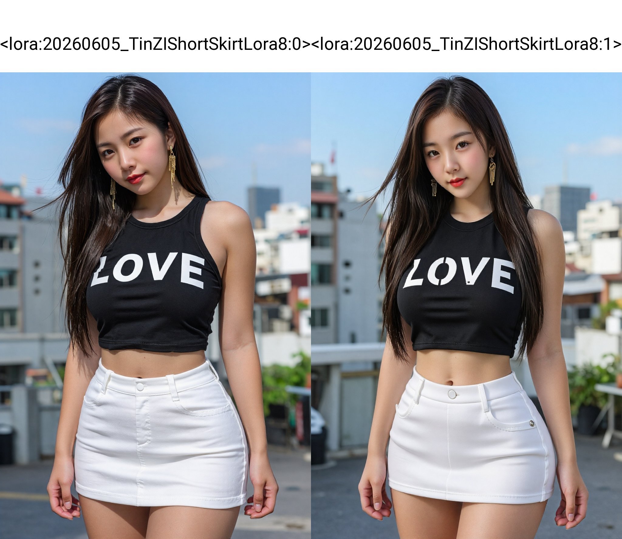 ultra mini short skirt,  This is a photograph of an Asian woman with fair skin and long,  straight by 天TIN on Tensor.Art