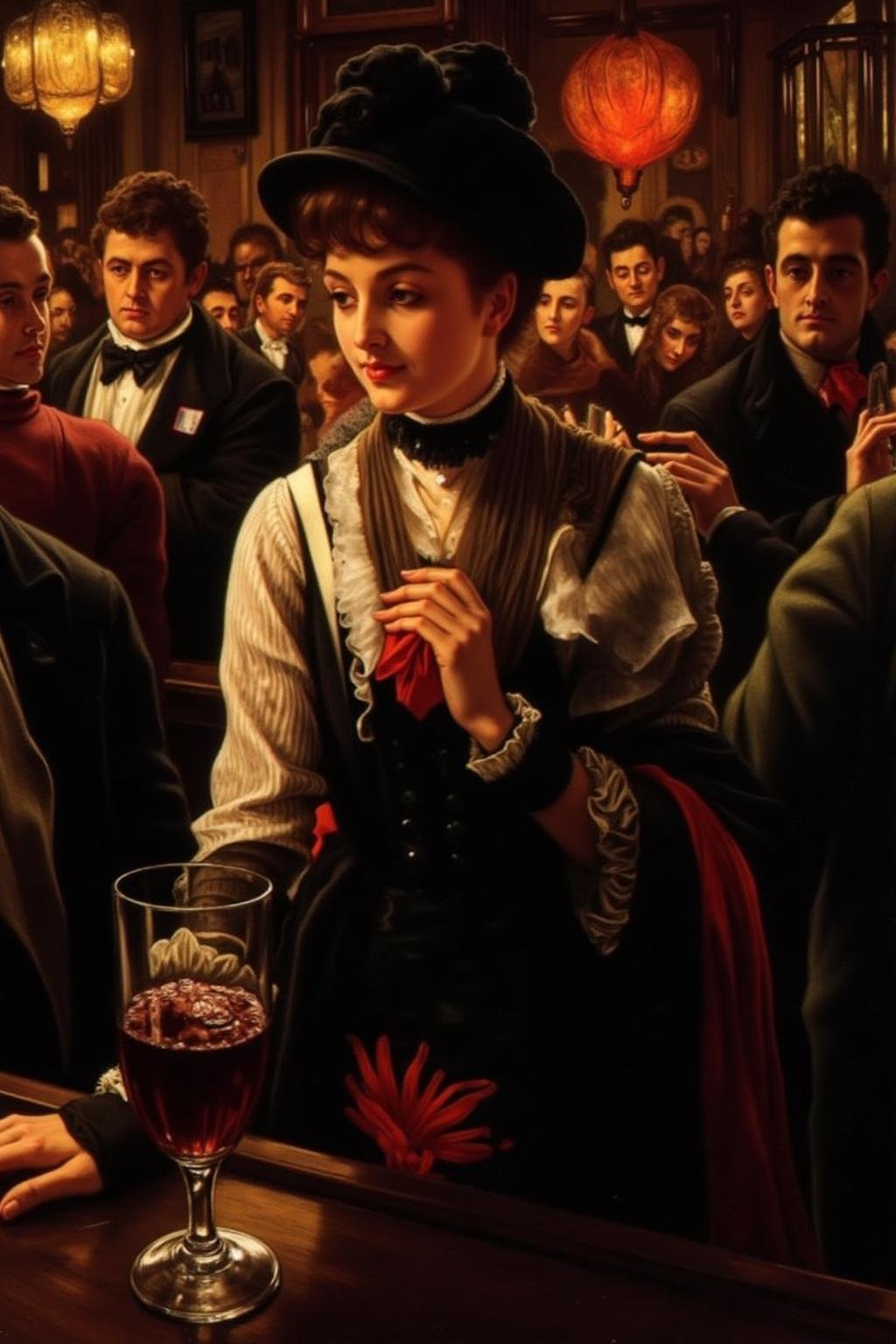 jati1 paintingThe air buzzes with the energy of a busy 19th century Victorian Tavern,  a mix of music,  conversation by No...