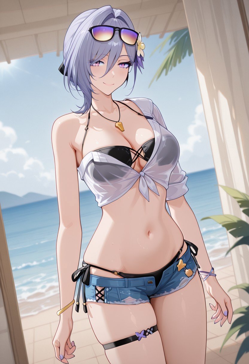 Selene AG,  Seaside Stroll,  pastel purple hair by APC163 on Tensor.Art