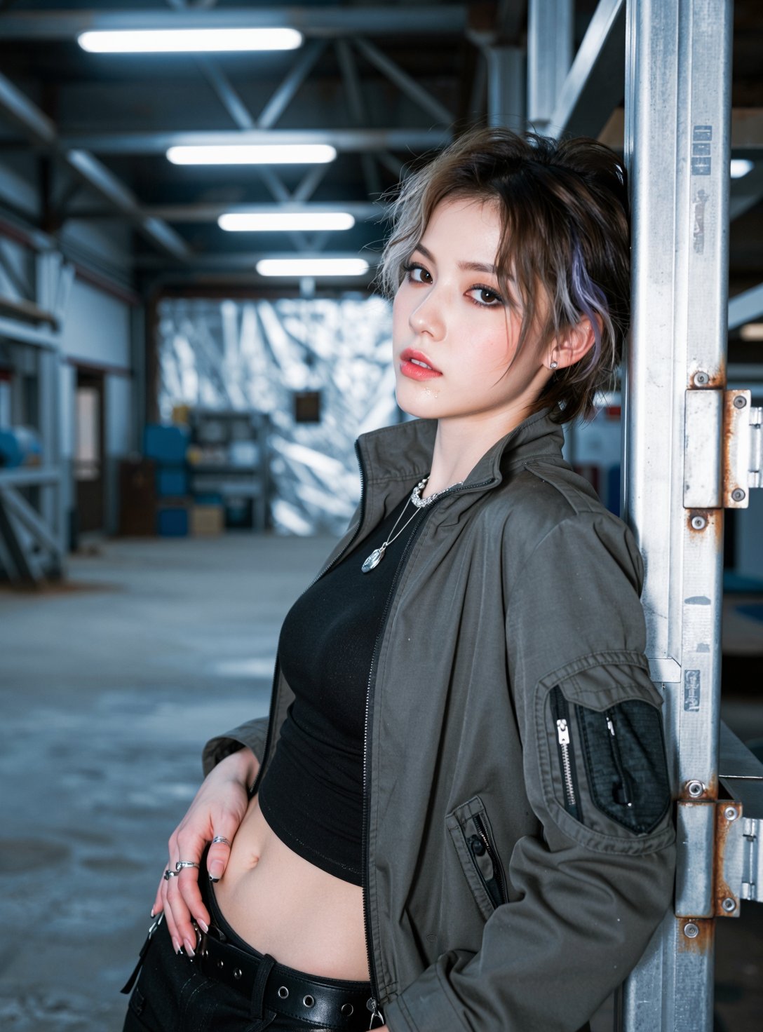 A woman in her early 30s,  athletic build,  sharp facial features with a slight smudge of makeup by psychologicau on Tenso...