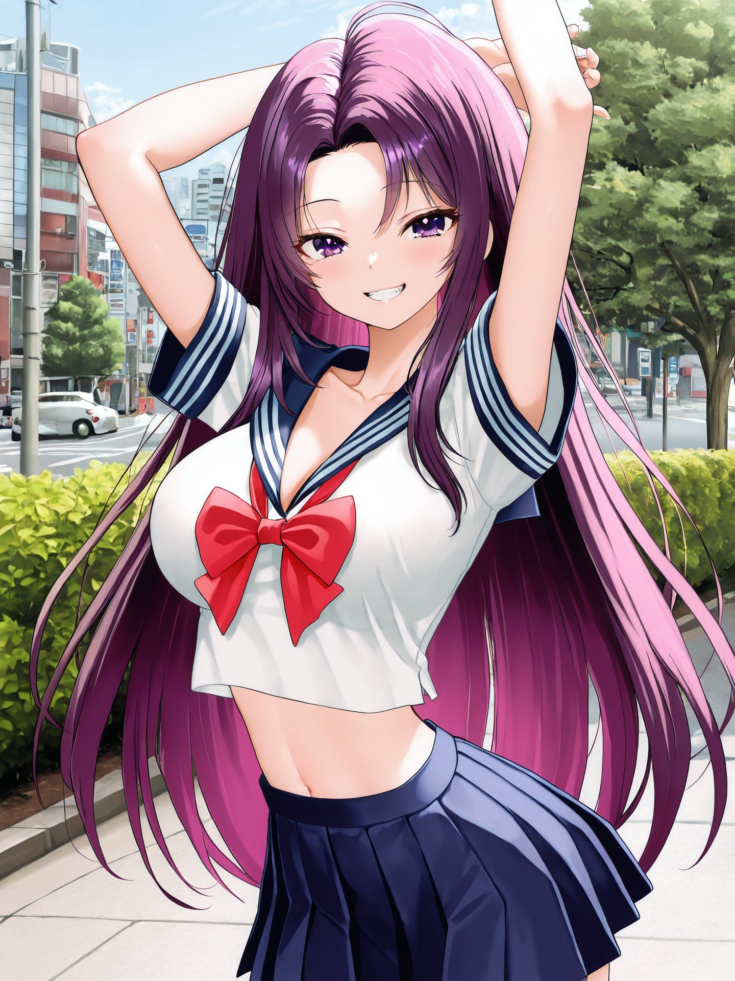 okanotakeshi,  hazukiizunapurple eyes,  purple hair by Romangelo on Tensor.Art
