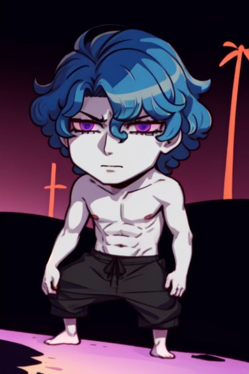 1boy,  anger,  blue hair by yy on Tensor.Art