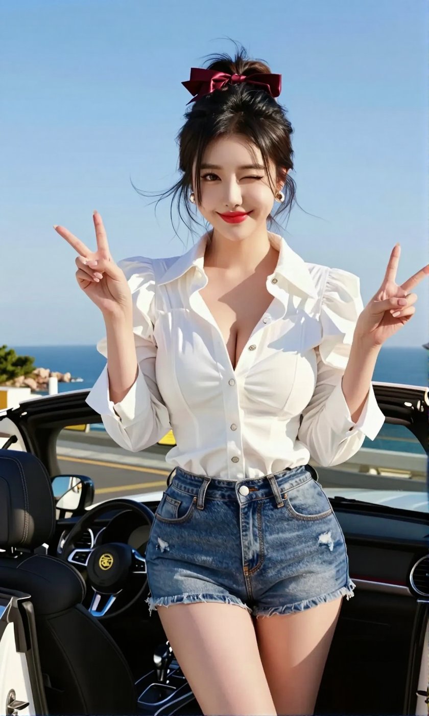 Image of a Korean woman Actual Photo: 2.0,  "A beautiful Korean woman boasting an hourglass figure,  round and voluptuous...