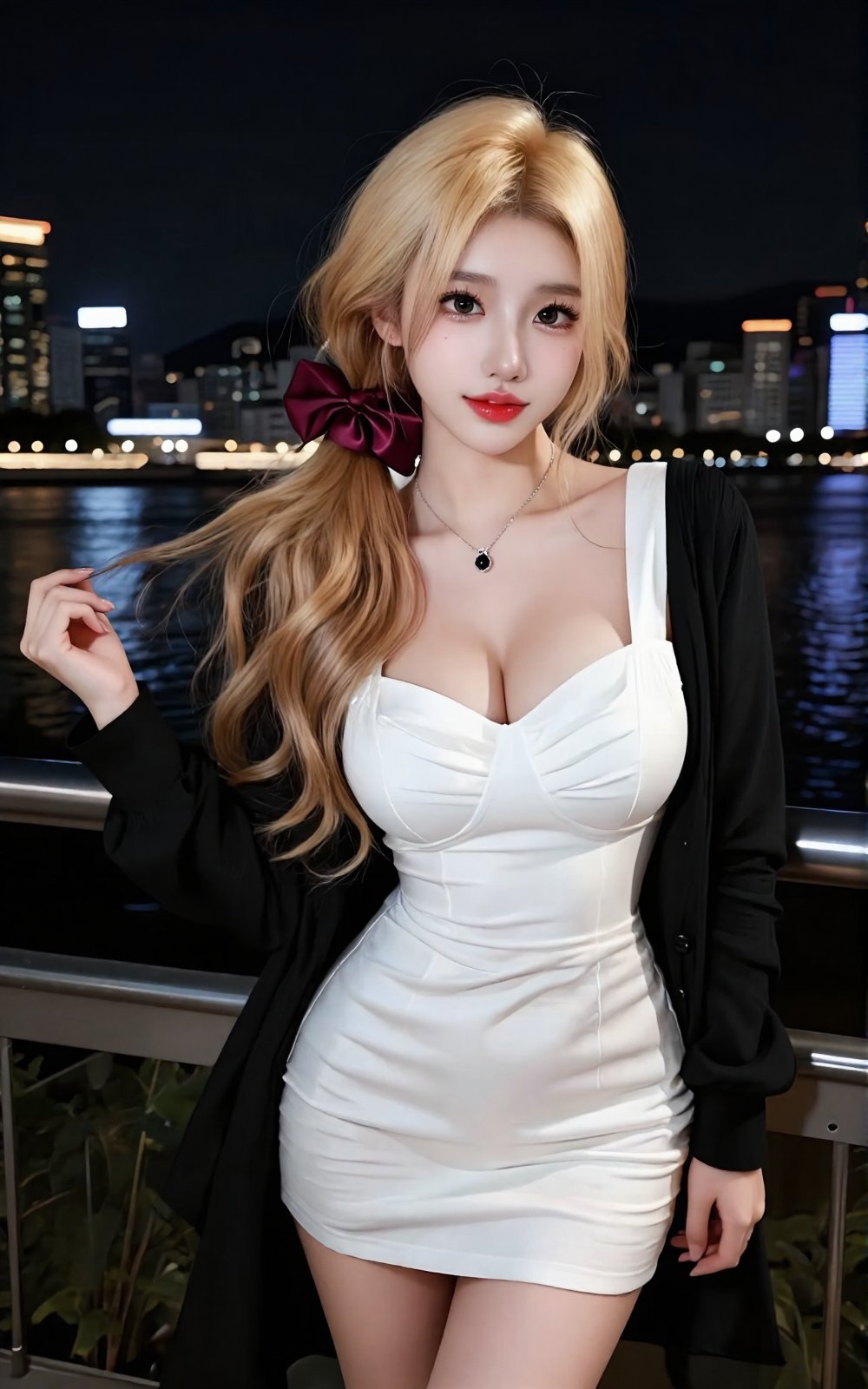 Image of a Korean woman Actual Photo: 2.0,  "A beautiful Korean woman boasting an hourglass figure,  round and voluptuous...