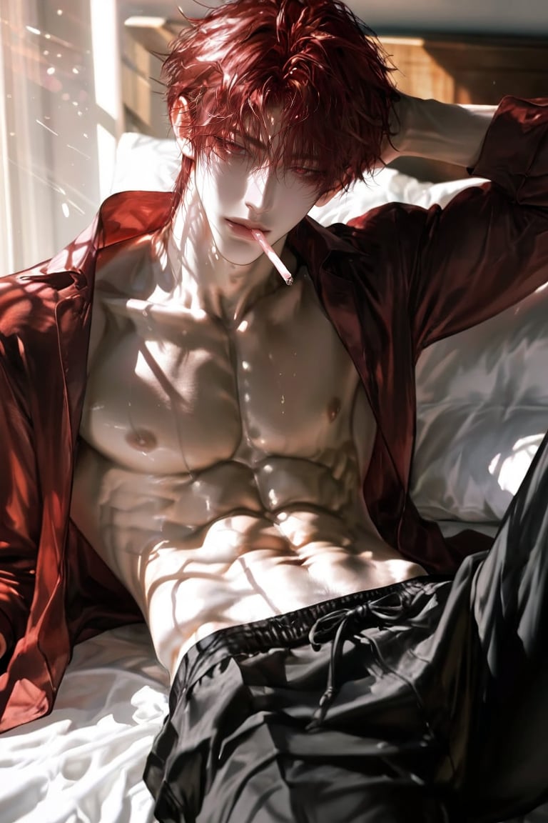 1 boy,  solo,  (crimson red eyes) by Soninaa on Tensor.Art