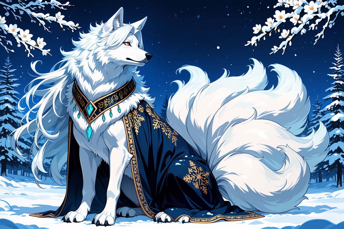 masterpiece,  fantasy anime illustration,  1mythical white wolf by ArtAIAlchemy on Tensor.Art