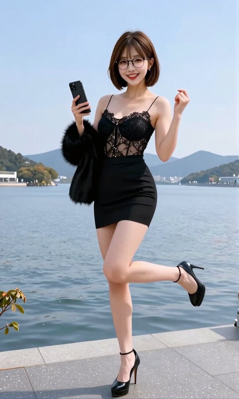 Image of a Korean woman Actual Photo: 2.0,  "A beautiful Korean woman boasting an hourglass figure,  round and voluptuous...
