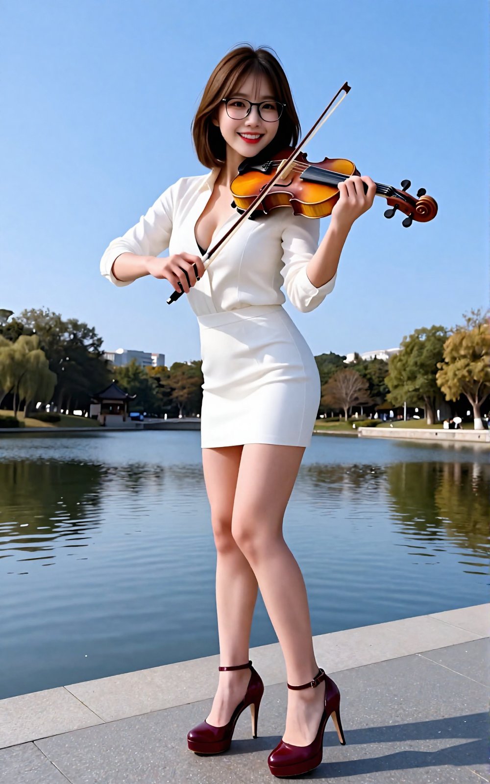 Image of a Korean woman Actual Photo: 2.0,  "A beautiful Korean woman boasting an hourglass figure,  round and voluptuous...