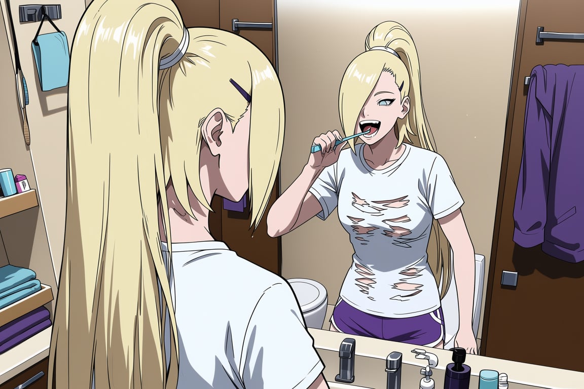 Long platinum-blonde hair,  pulled back into a high,  straight by ArtAIAlchemy on Tensor.Art