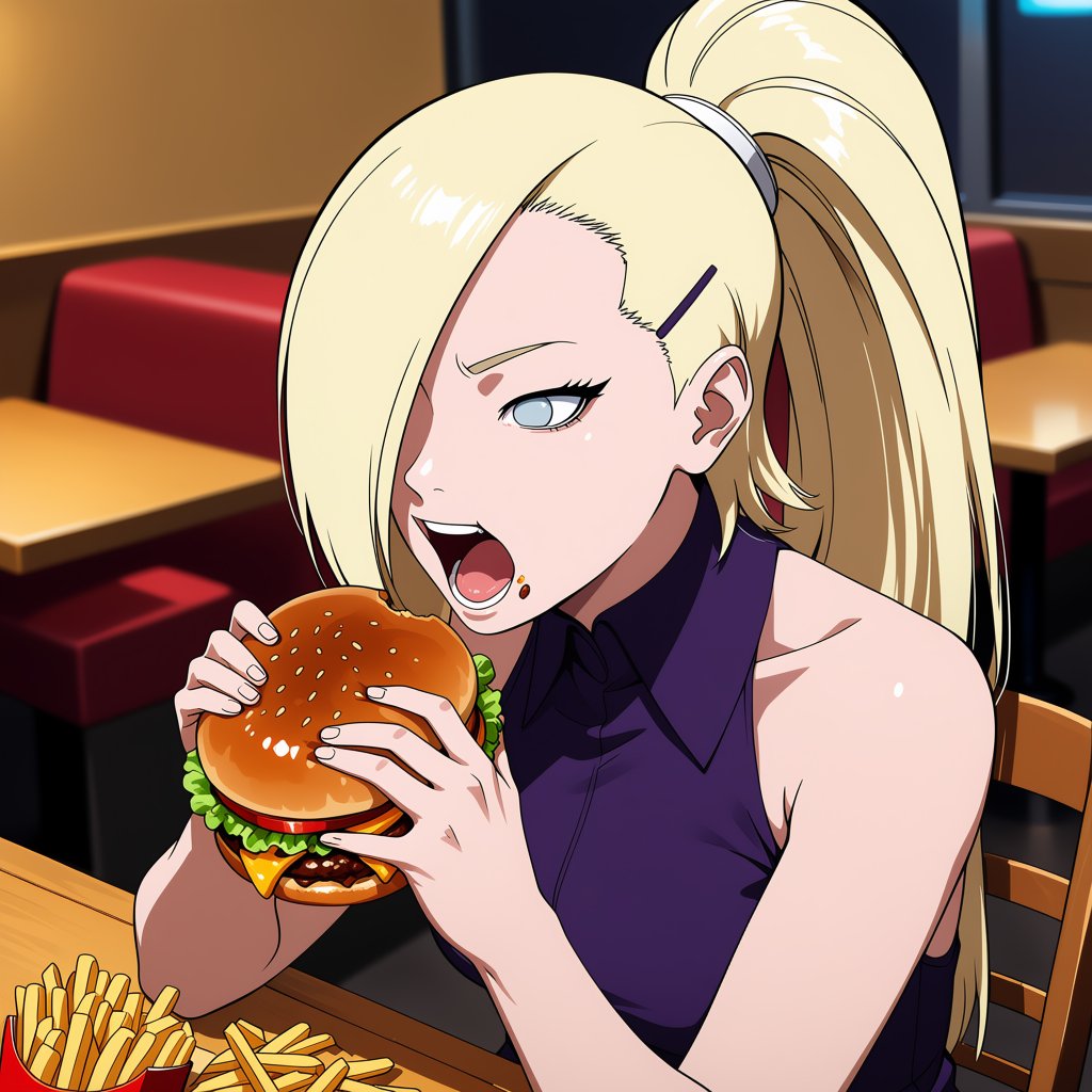 Long platinum-blonde hair,  pulled back into a high,  straight by ArtAIAlchemy on Tensor.Art