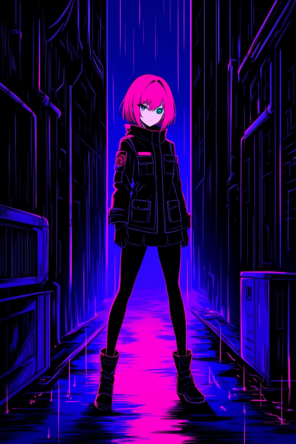 1girl,  solo,  neon pink hair by Shinoa on Tensor.Art