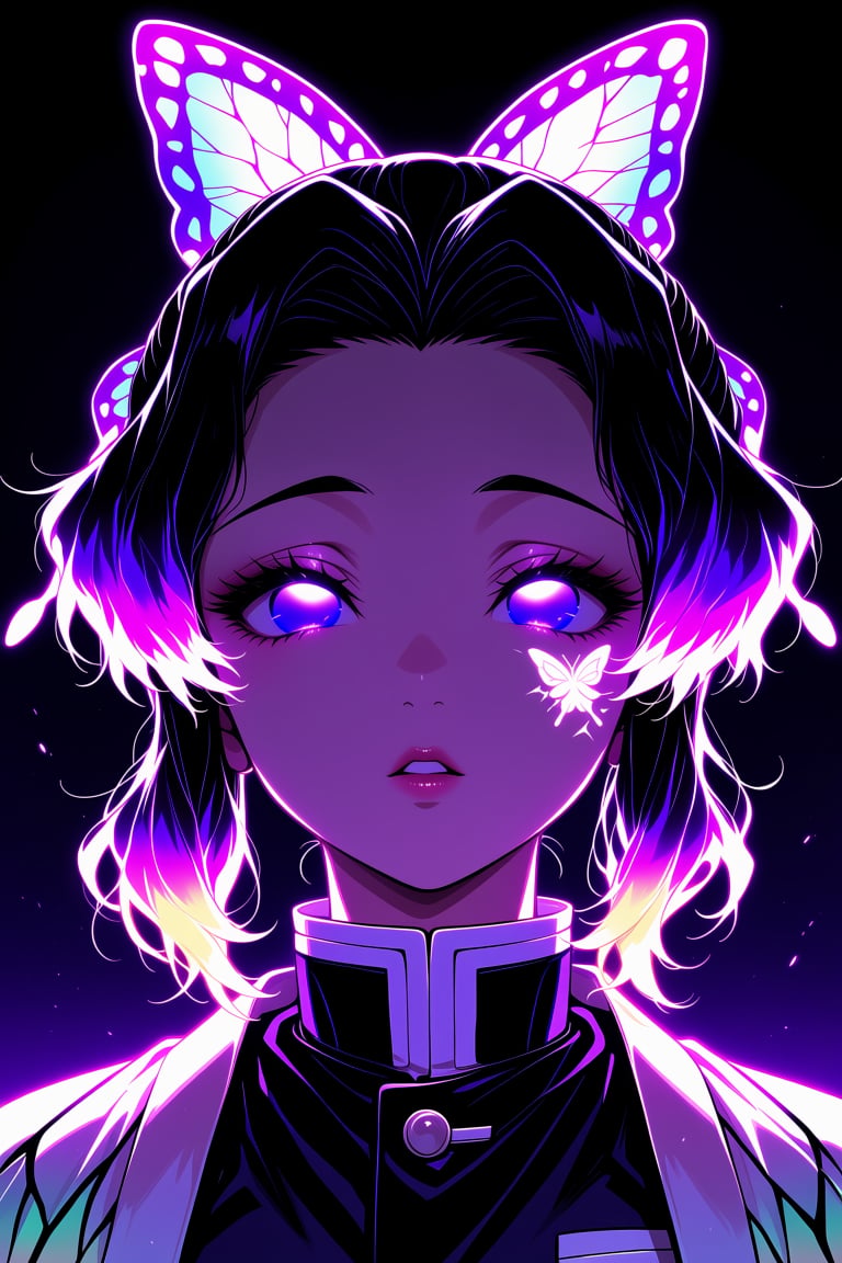 Neon,  Neon glow,  kochou shinobu by ArtAIAlchemy on Tensor.Art