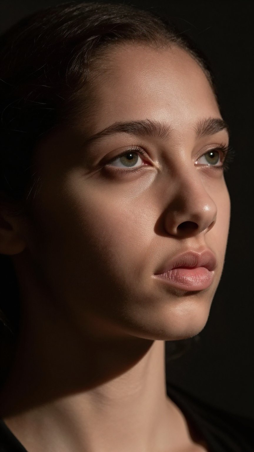 Close up of woman portrait,  Rembrandt lighting,  dark background by AI factory on Tensor.Art
