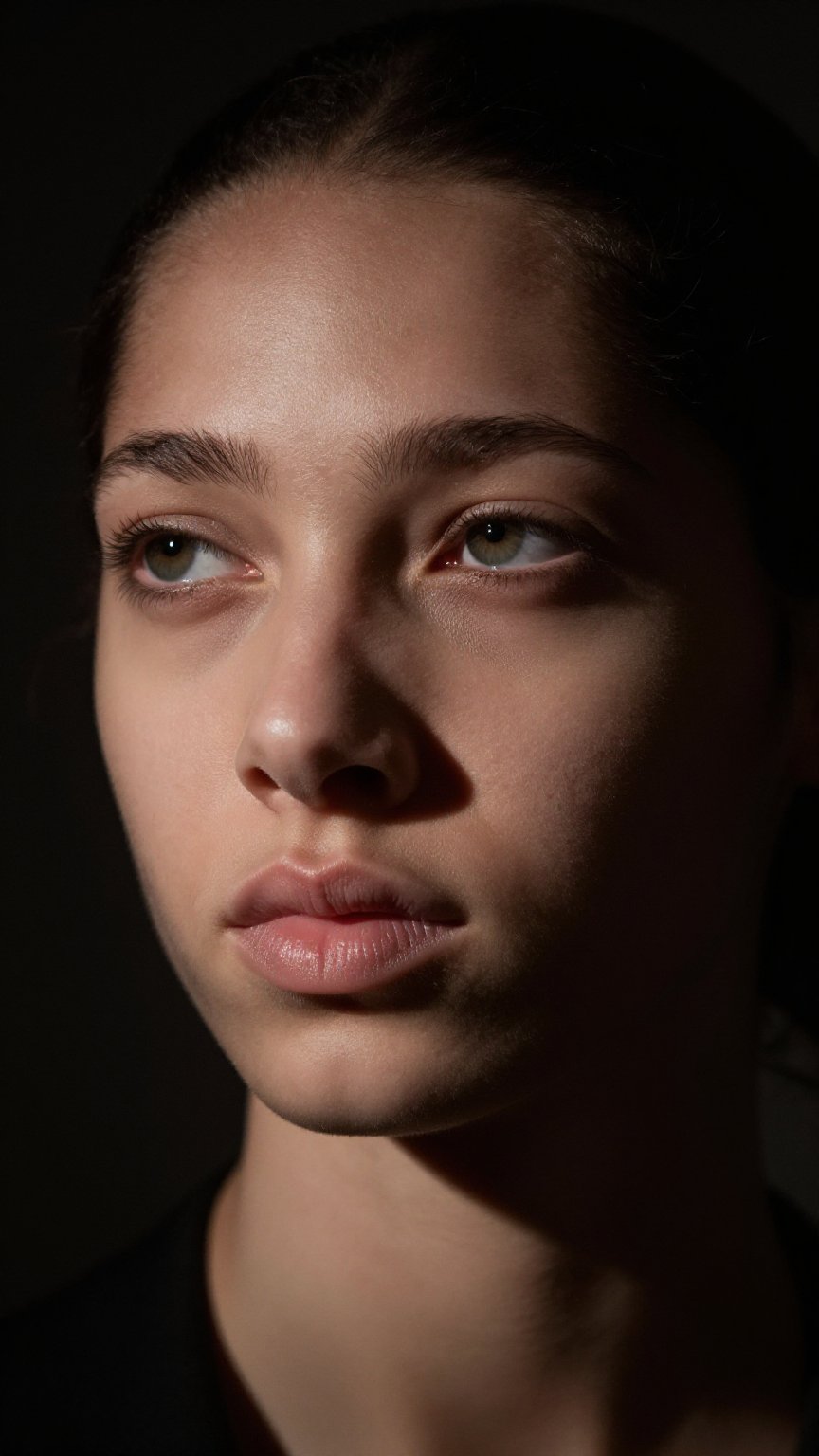 Close up of woman portrait,  Rembrandt lighting,  dark background by AI factory on Tensor.Art