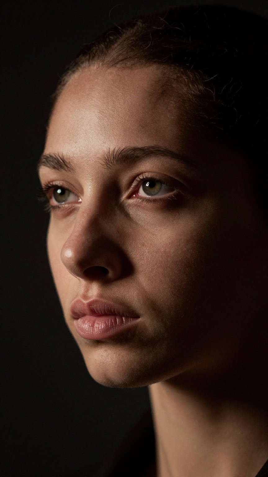 Close up of woman portrait,  Rembrandt lighting,  dark background by AI factory on Tensor.Art