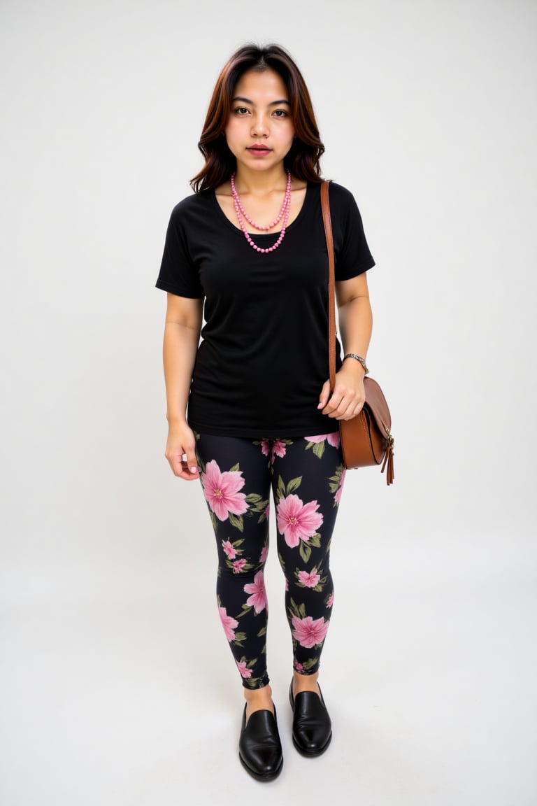 Photograph of a young Asian woman with short black hair,  wearing a black top,  pink beaded necklace by Zero-Moralezz on T...