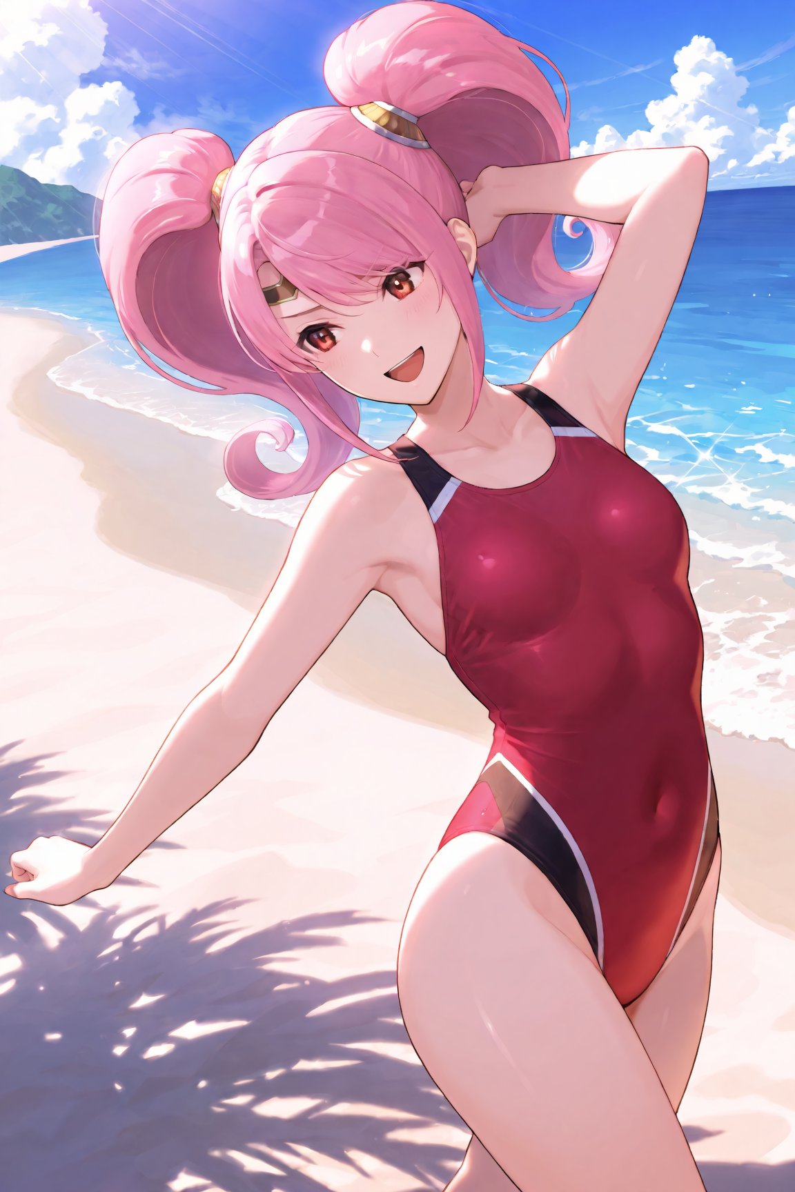1girl; Mae_FE,  pink hair,  red eyes by Dowizar on Tensor.Art