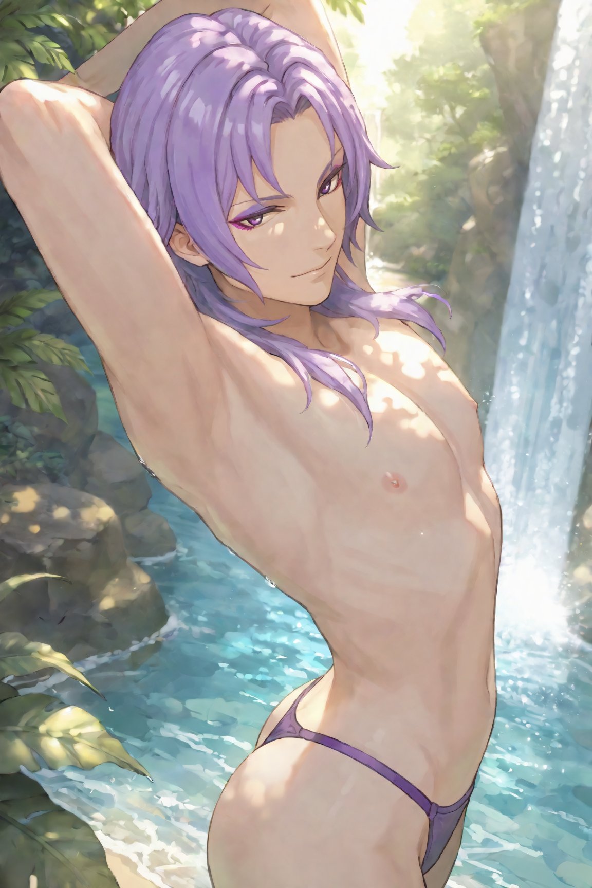 1boy,  LeonFE,  purple hair by Dowizar on Tensor.Art