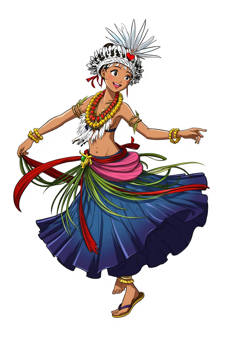 Anime illustration of a woman in a yap day costume,  dancing,  twirling skirt by Invisidude on Tensor.Art