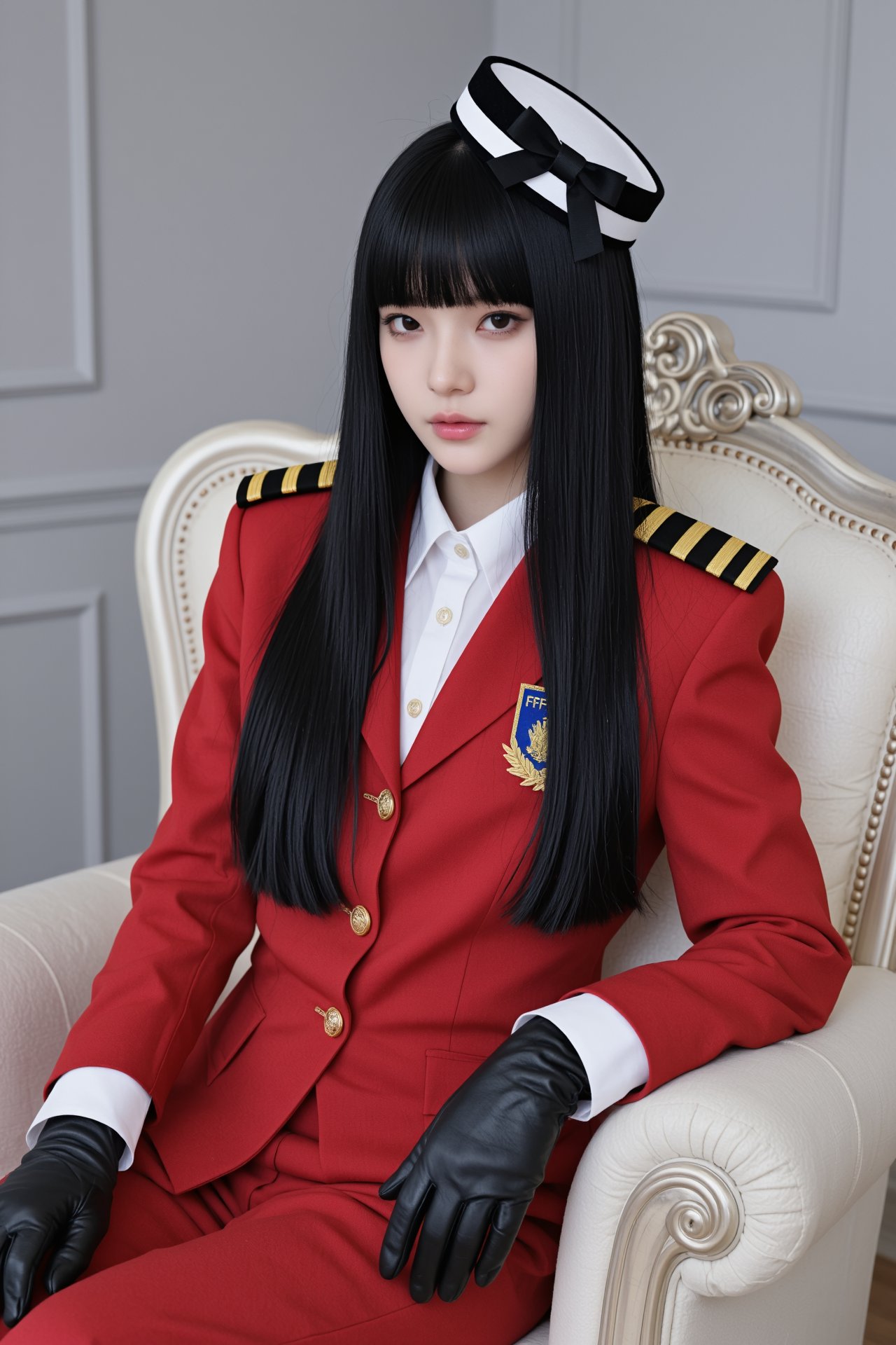 画幅比例 2:3,  主体为一位气质冷艳的年轻东亚女性,  造型是乌黑顺滑的齐刘海黑长直 by RAY3780 on Tensor.Art