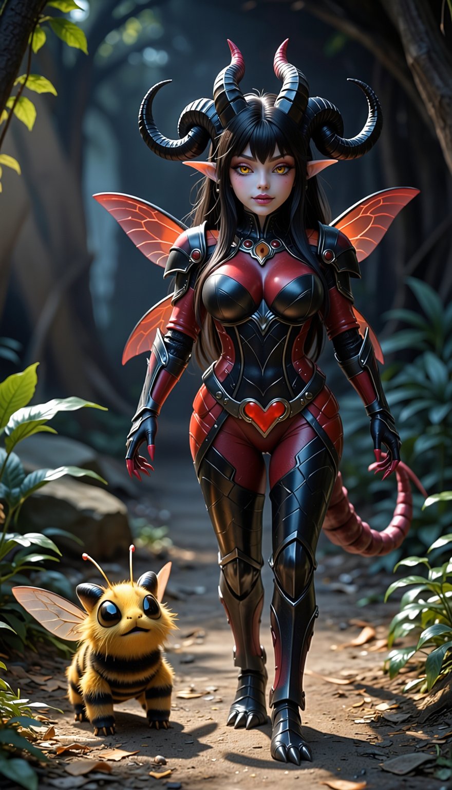 hivara,  bug demon girl,  walking with bee pet by lollol1994lol on Tensor.Art