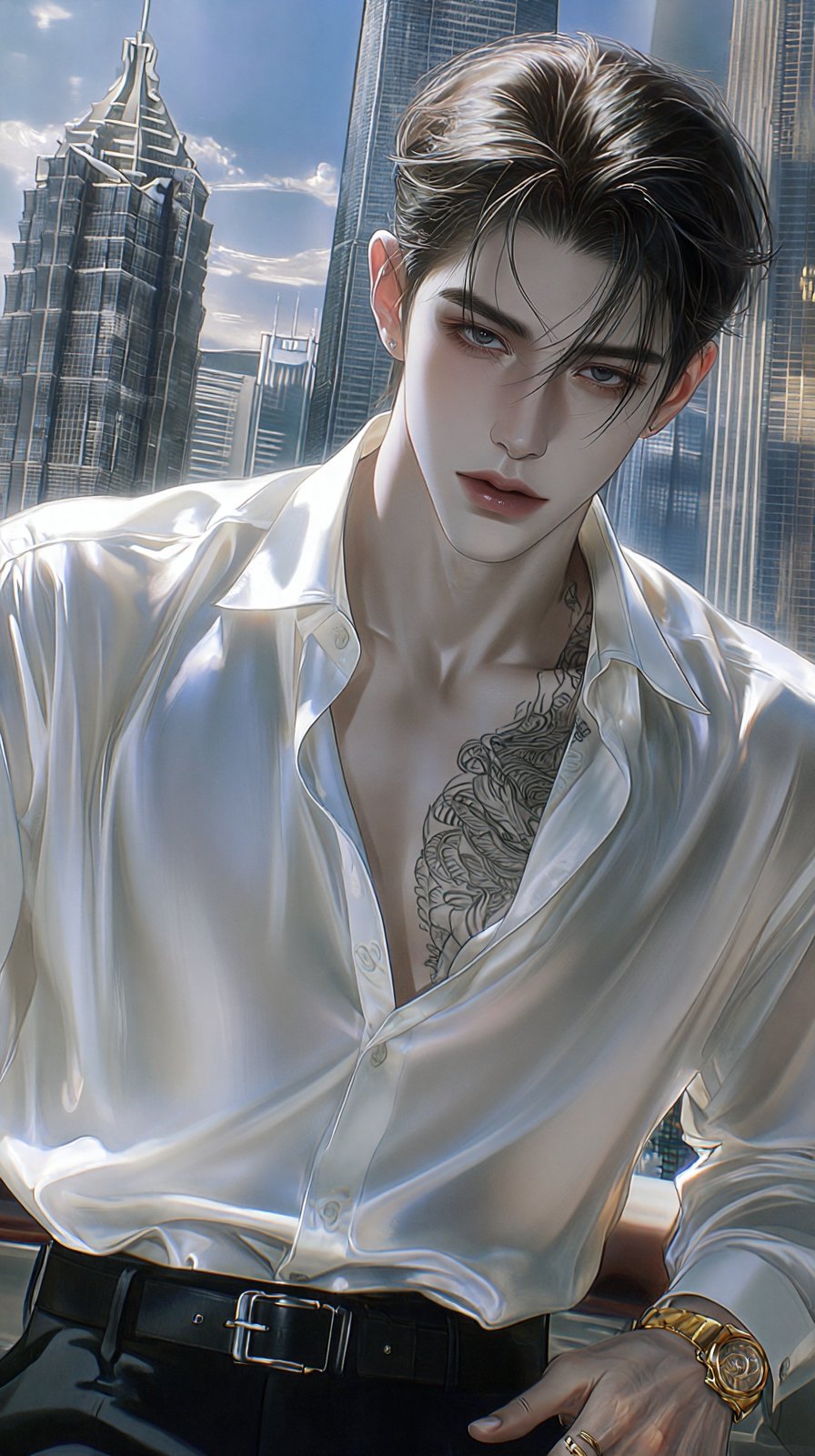(Highly refined art style) 1male,  solo,  semi realistic young man by Aily on Tensor.Art