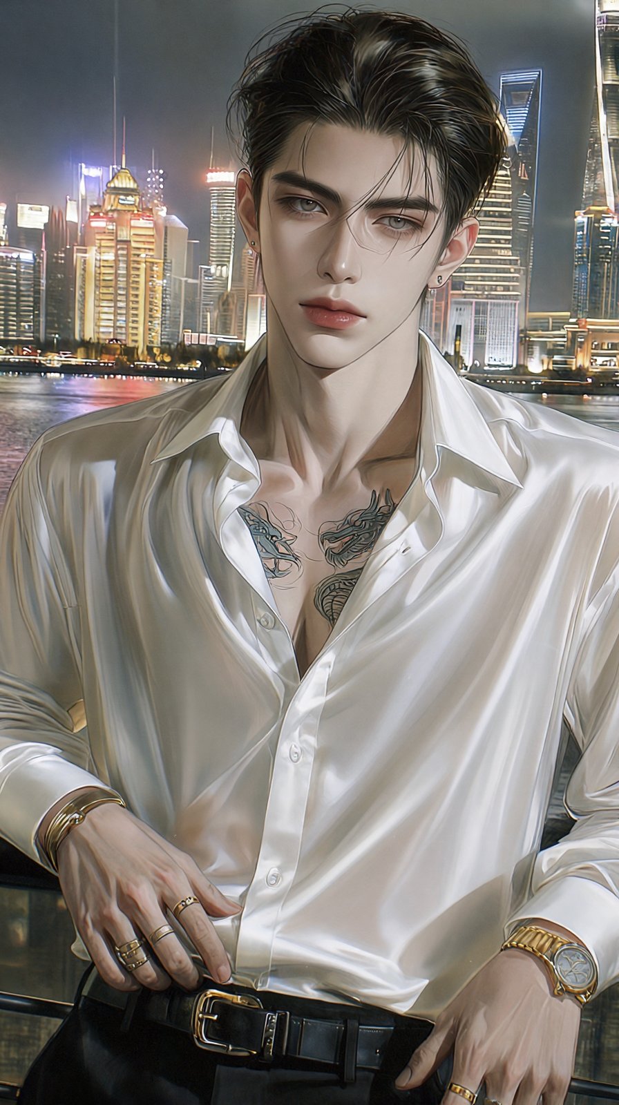 (Highly refined art style) 1male,  solo,  semi realistic young man by Aily on Tensor.Art