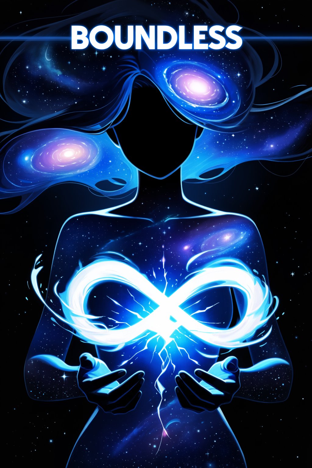 masterpiece,  very aesthetic,  A white glowing text on the top saying "BOUNDLESS" by Zaey on Tensor.Art