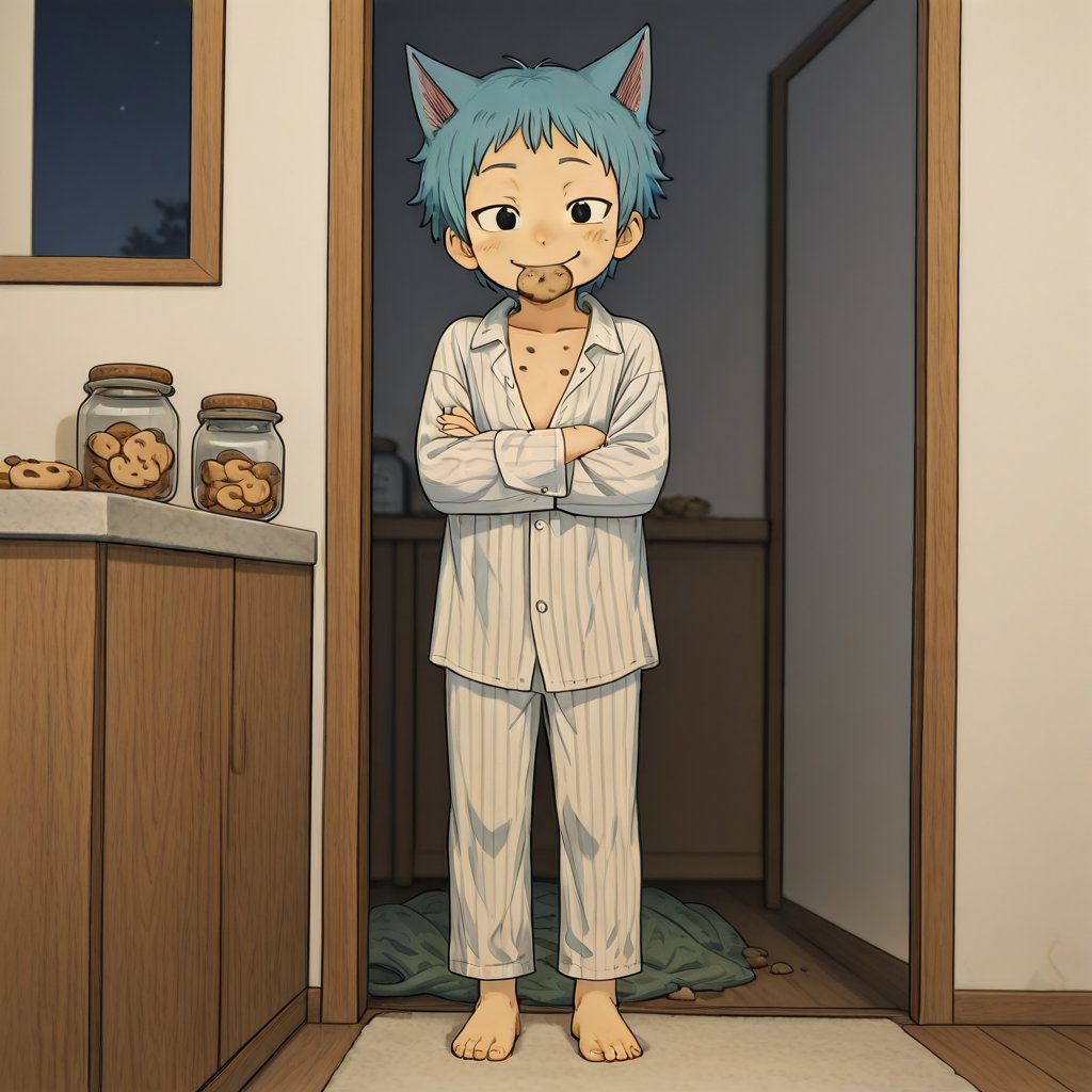 happy_human_form,  blue spiky hair,  black eyes by Wizardludas on Tensor.Art