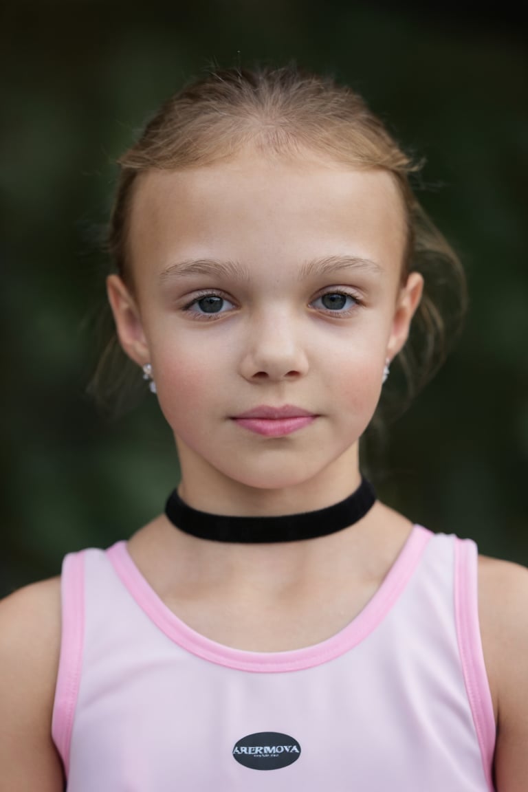 Portrait of a young girl AbriaMaramova. She is wearing a pink tennis outfit and a choker. by turnbo on Tensor.Art