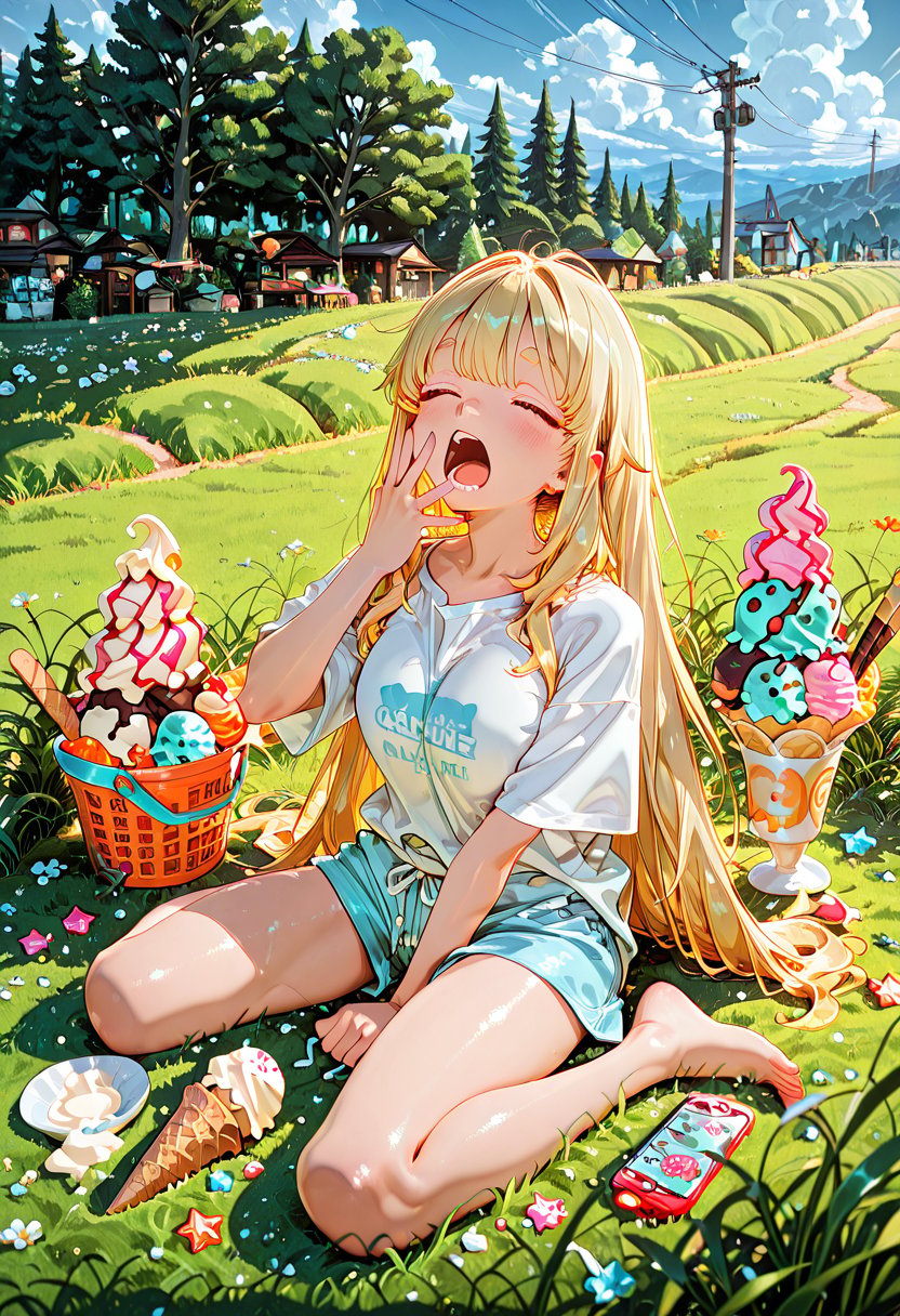 (Lemming),  eating ice cream cone,  yawning by ajsjjs on Tensor.Art