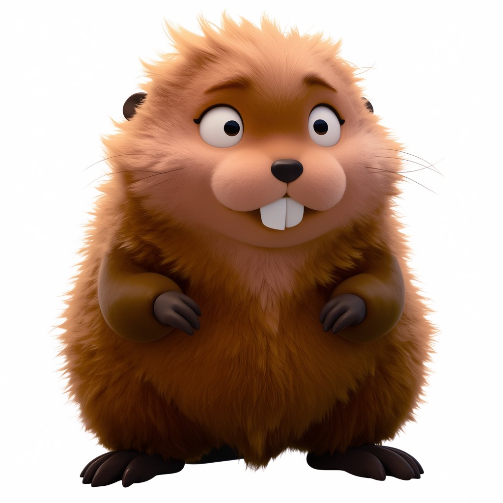 A cute beaver with light brown,  fluffy fur. It has a stocky body,  short dark brown legs by ArtAIAlchemy on Tensor.Art