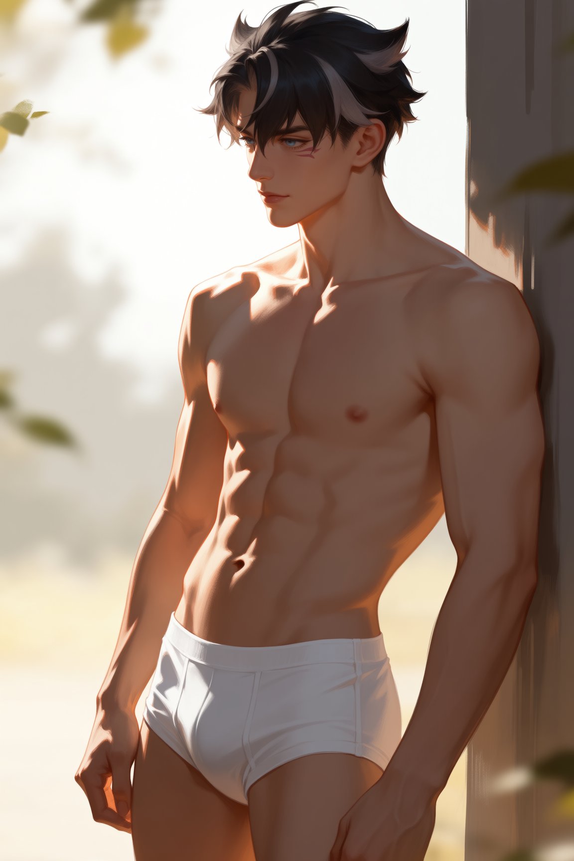 wriothesley,  black hair,  short hair by 小纸条 on Tensor.Art