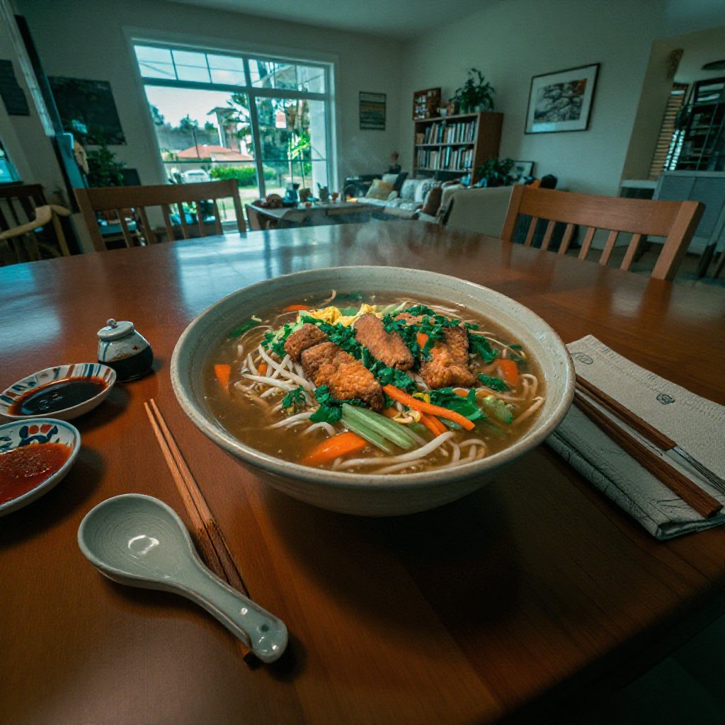 A hyper-realistic food photography image of traditional Taiwanese Mackerel Thick Soup (土魠魚羹,  Mackerel Stew Soup) served i...