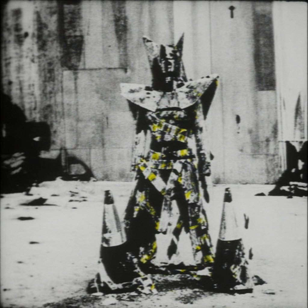 mutated woman posing confidently in front of a plain concrete building in a downtown urban zone,  the structure behind her...