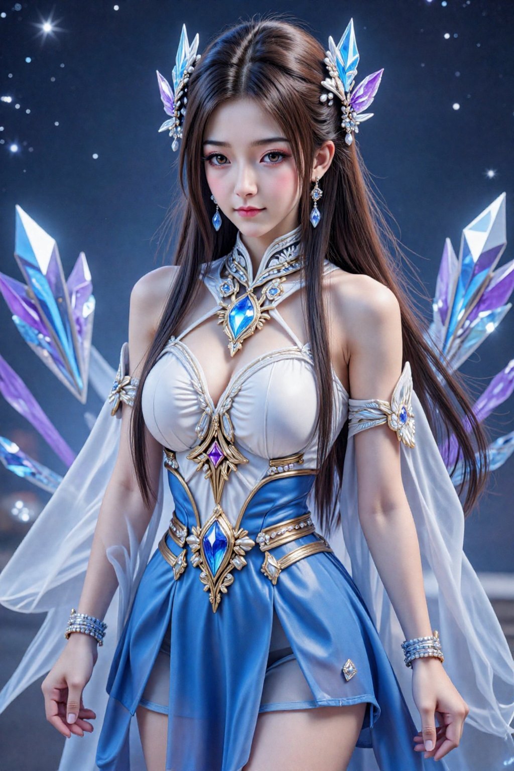 This is a highly detailed digital CGI artwork anime-style,  a young woman with a fair skin tone and long,  straight by 天TI...