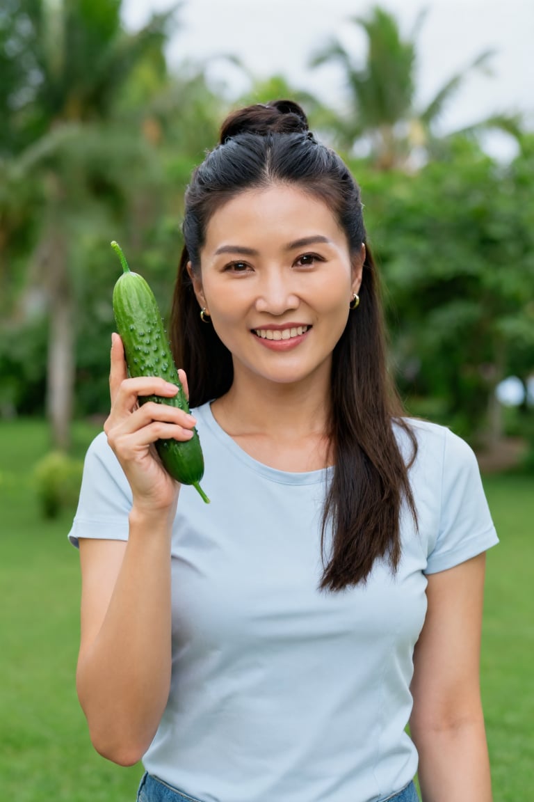 woman holding a cucumber,  Bunsar by Zero-Moralezz on Tensor.Art