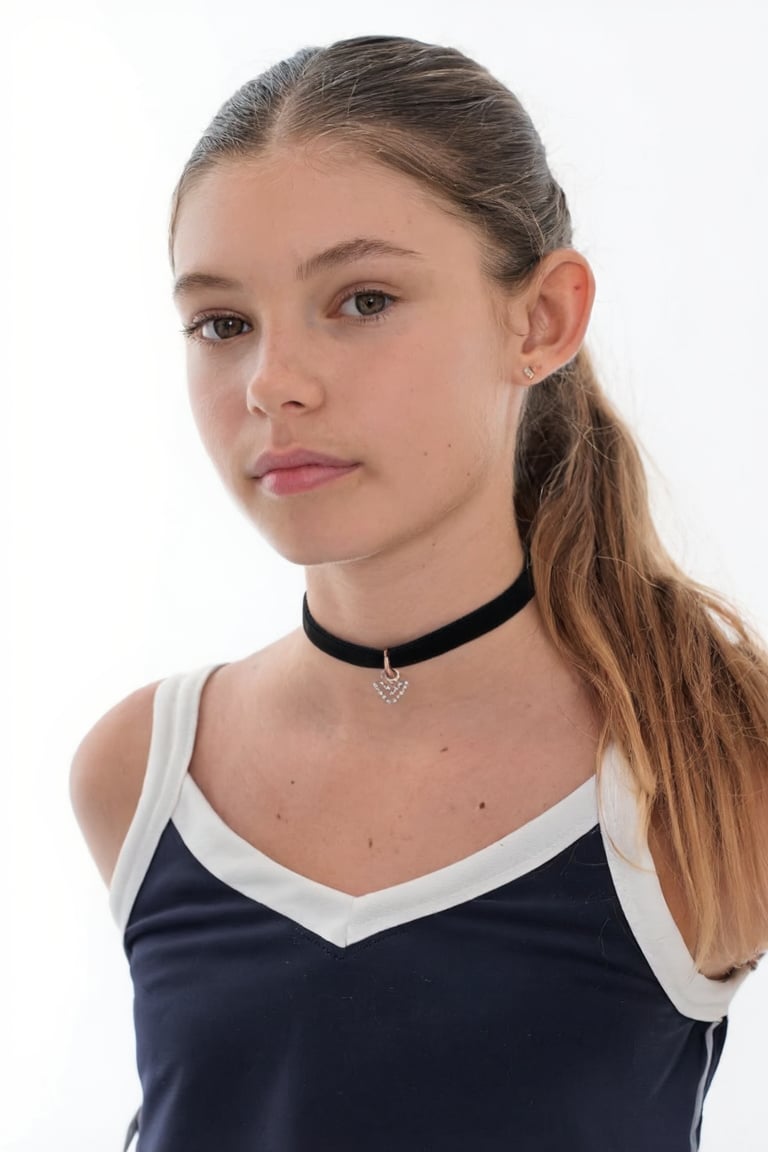 Portrait of PilettaDiva. She is wearing a tennis uniform and a choker,  her hair is in a ponytail. by turnbo on Tensor.Art