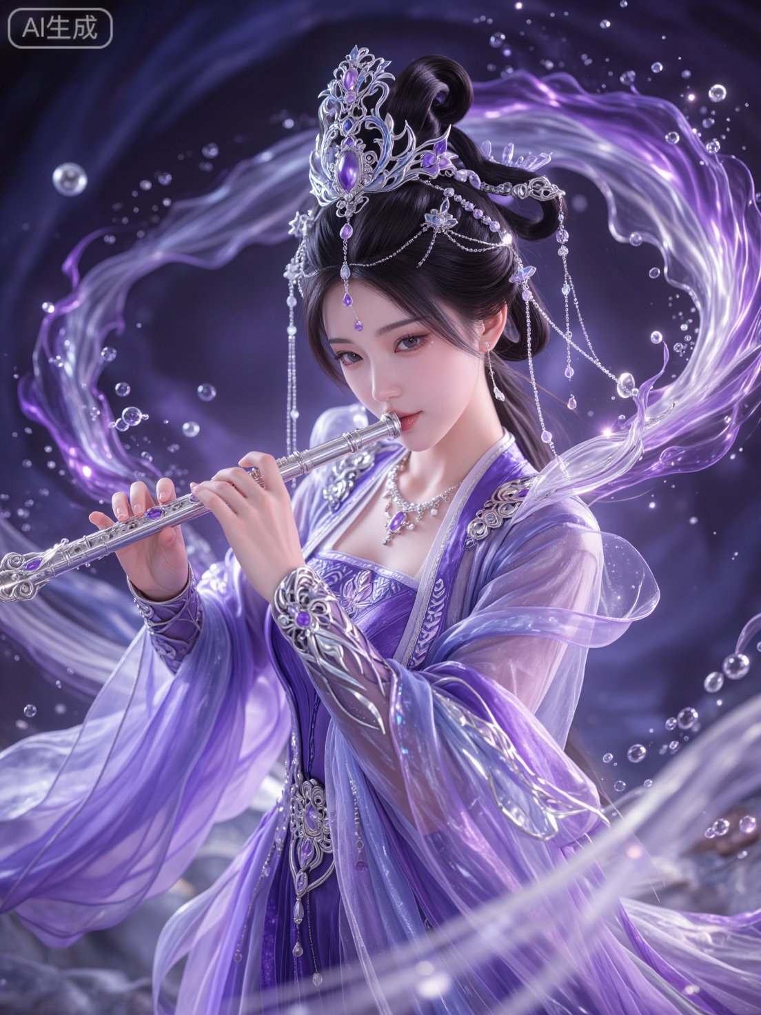 CG,  3D,  一位身着华丽紫色仙裙的东方古典美女 by Sayid on Tensor.Art