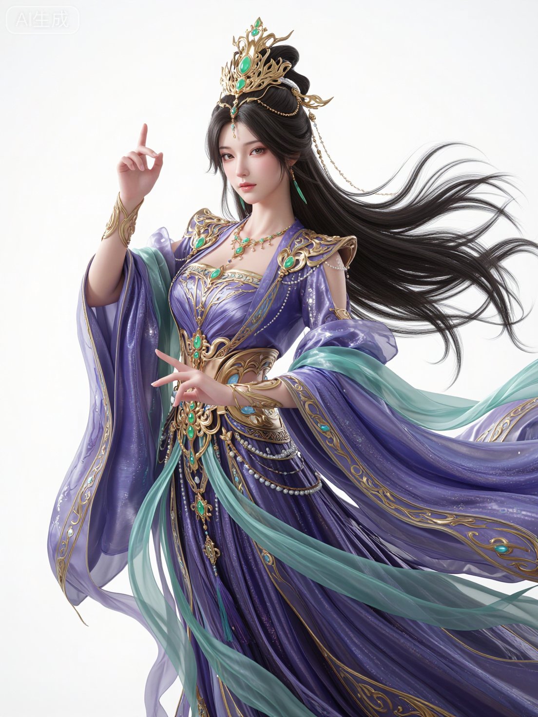 CG,  3D,  一位身着华美紫金色古风仙衣的东方女神 by Sayid on Tensor.Art