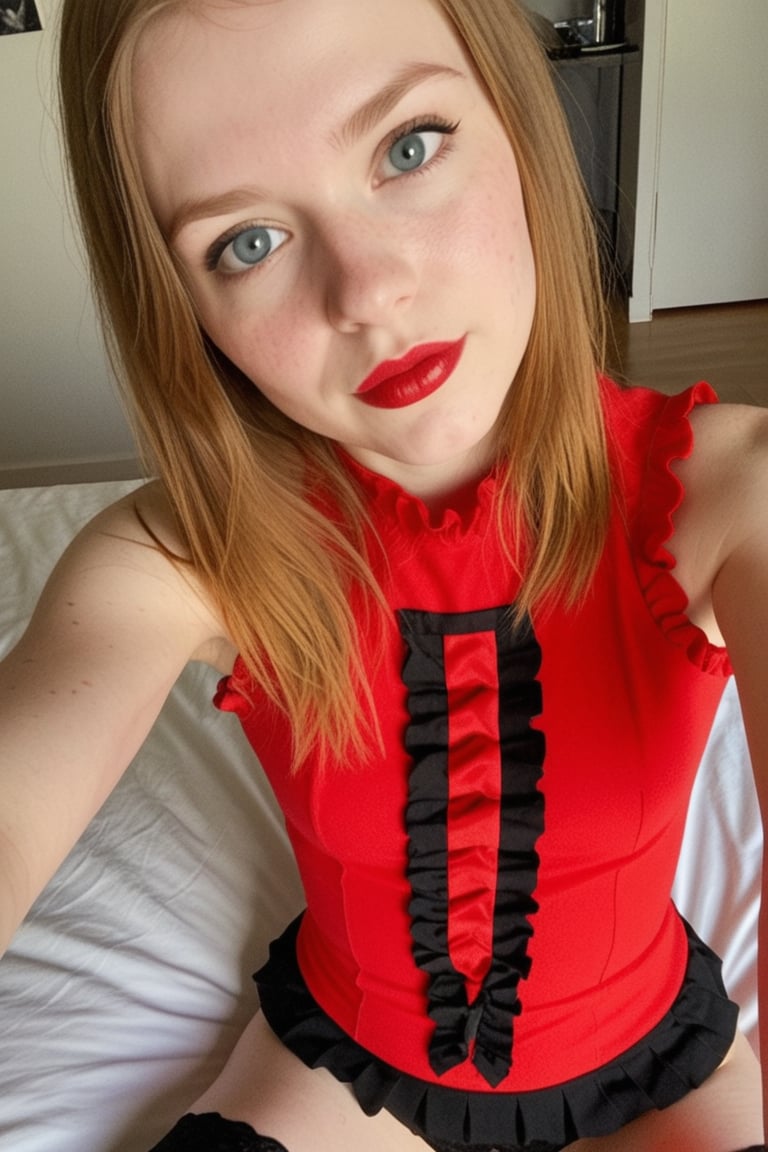 nel1,  frill shirt,  red lipstick by Adam on Tensor.Art