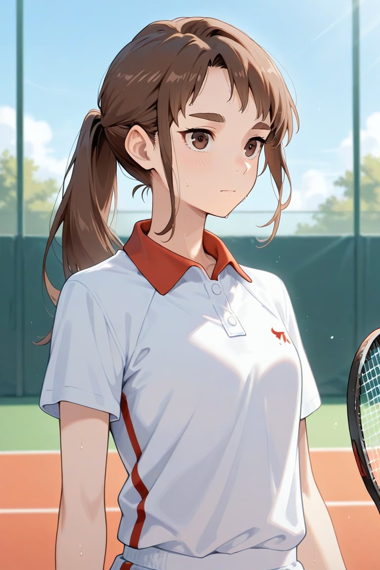 summerbeginsgirl,  brown hair,  ponytail by daretoku-2 on Tensor.Art