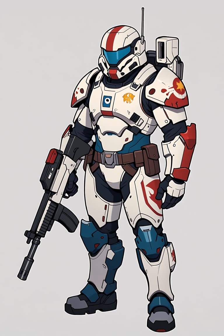 Rtoon,  high elf sci fi soldier wearing heavy sci fi armor,  white and red and blue armor by Oliver DR on Tensor.Art