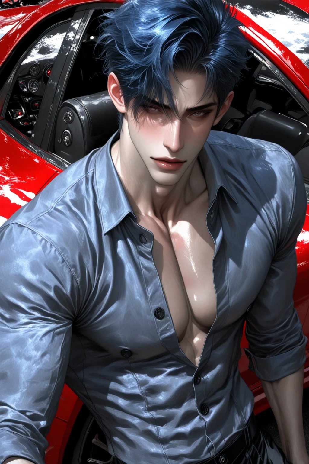 1 man,  sea-blue hair,  gray eyes by DQ on Tensor.Art