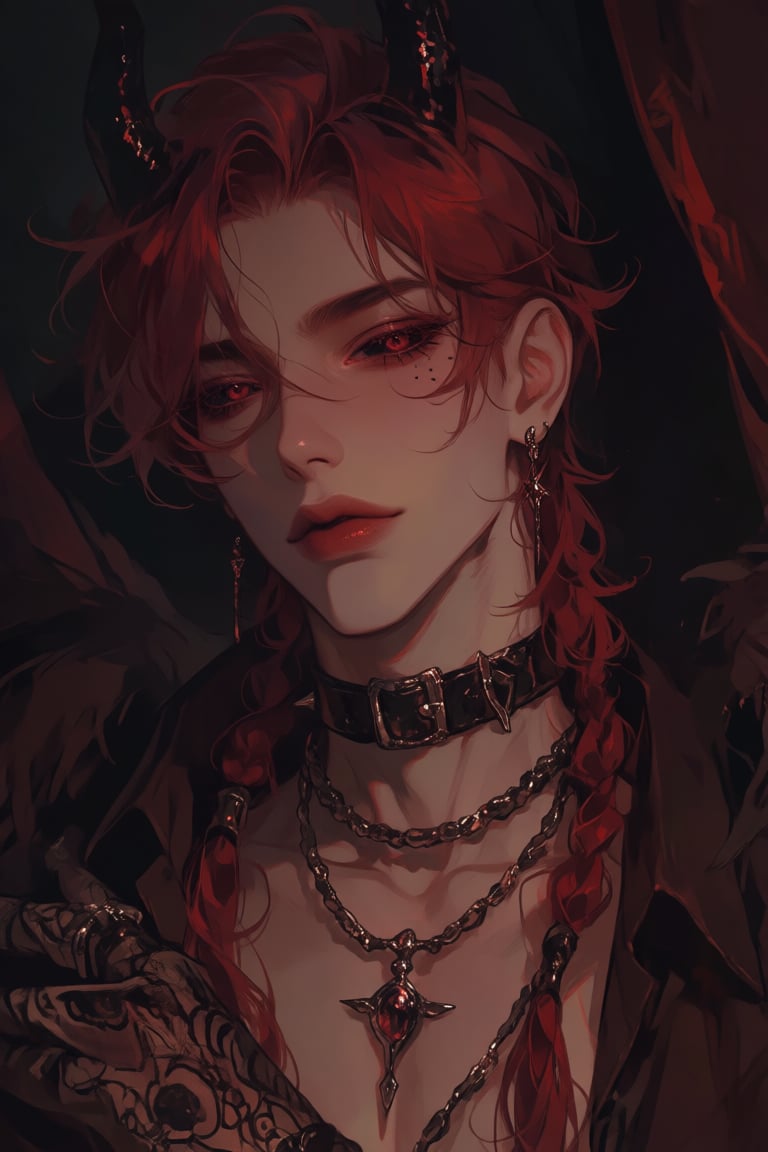 male,  crimson_hair,  wine_red_eyes by PinkCotton 🎐 on Tensor.Art