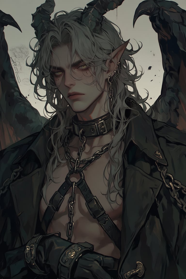 male,  stone_horns,  ash_gray_hair by PinkCotton 🎐 on Tensor.Art