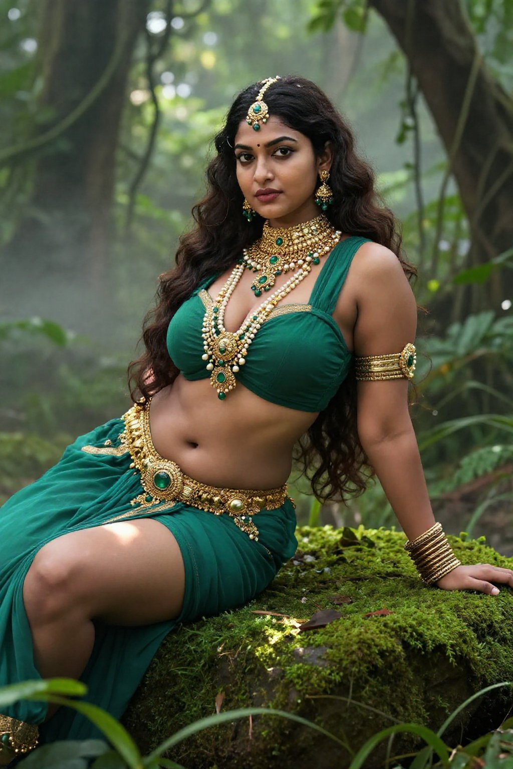 High-resolution cinematic portrait of stunning South Asian woman with extreme ivory pale skin showing beautiful healthy de...