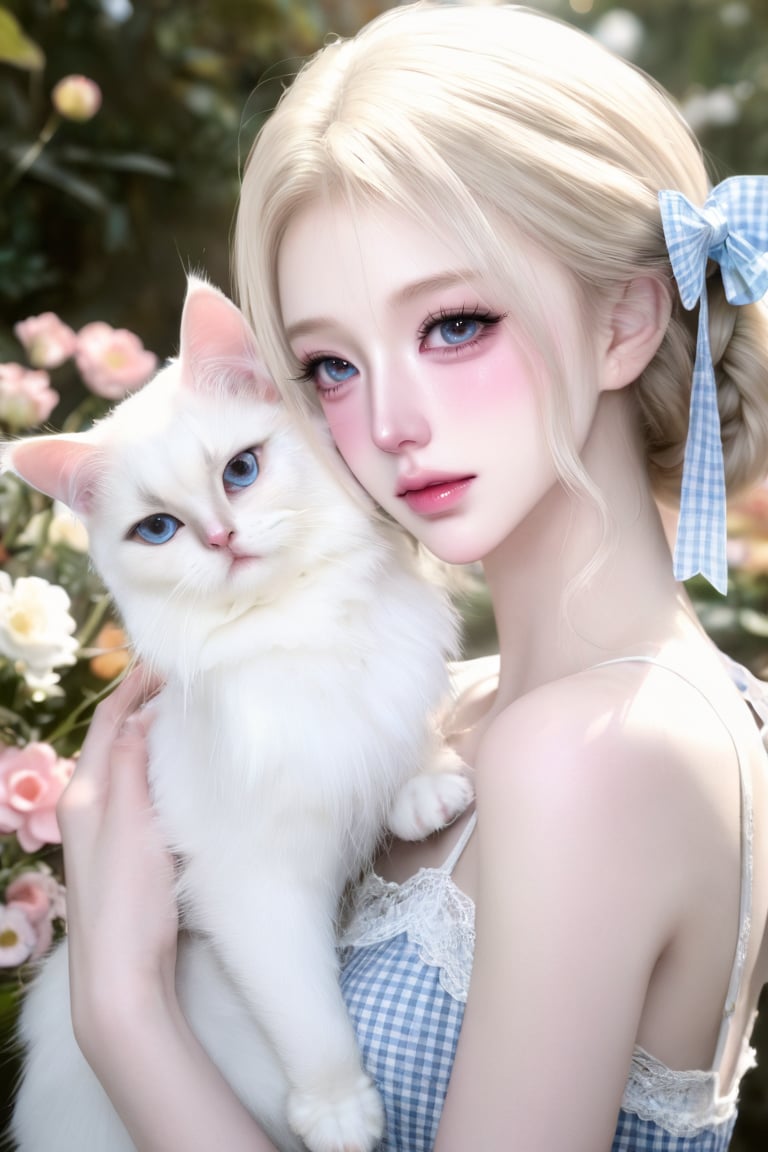 photorealistic portrait of beautiful young girl,  big innocent blue eyes looking at viewers,  bright crystal eyes by nearm...